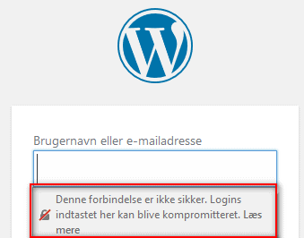 WP-login uden ssl. Login er ikke krypteret. Sikkerheden på WordPress ikke i top. Rene Sejling.