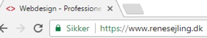 https vs http. Sådan ser et https website med SSL-certifikat ud. Rene Sejling.