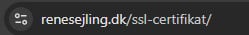 Eks. på adresselinje for sikker WordPress hjemmeside med SSL i Chrome.