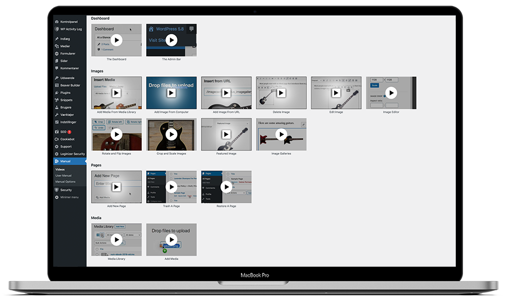 Bærbar m. WordPress Support Video til WordPress webshop design. renesejling.dk