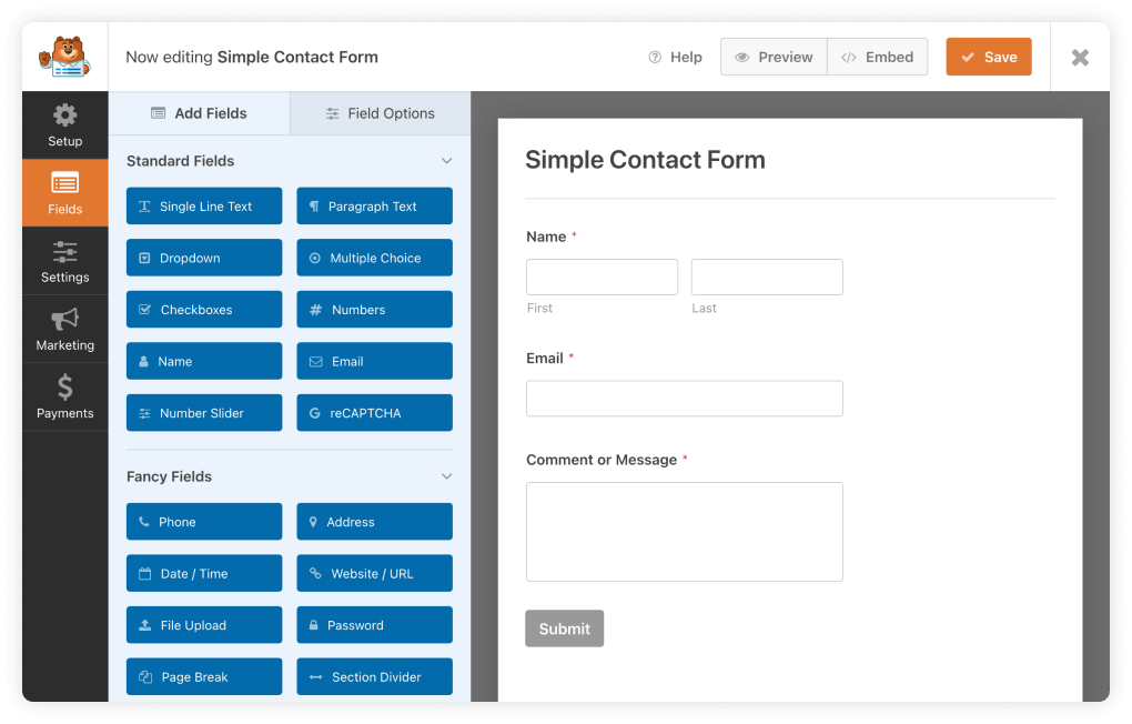 WPforms med drag & drop. Plugin til kontaktformular i WordPress. René Sejling