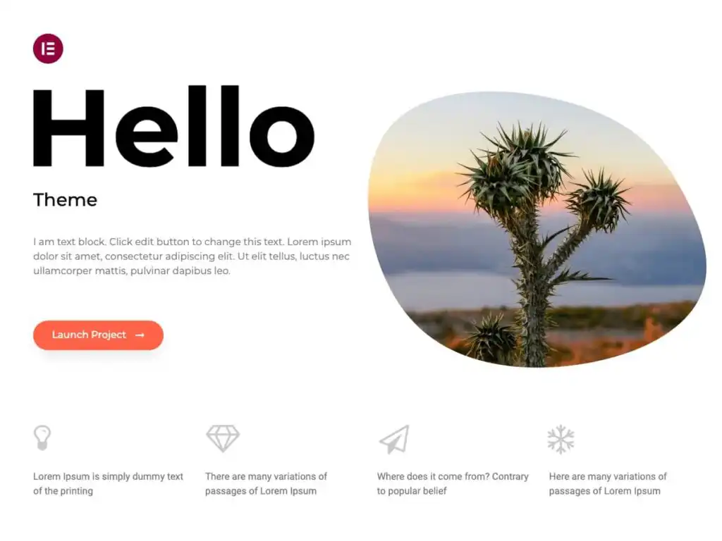 Screenshot af Helle Theme fra Elementor. Et af 3 topvalg i WordPress tema (WordPress skabelon). 