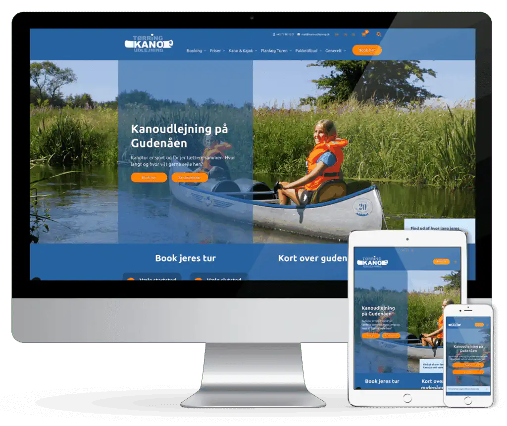 WordPress webshop på hjemmeside opsat til booking af kanoer. renesejling.dk