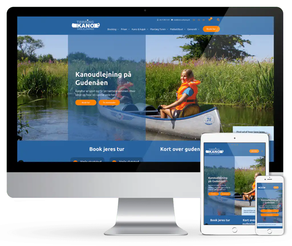 Hjemmeside og webshop i en integreret webløsning til kanoudlejning.