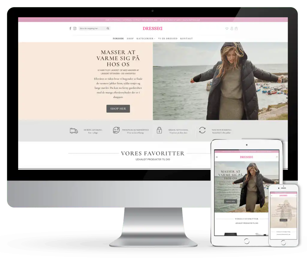 Flot professionel webshop design til tøjbutik. renesejling.dk